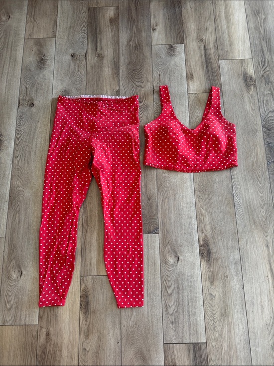 all in motion Other - Red Heart-Print  Leggings and Crop Workout Top Set